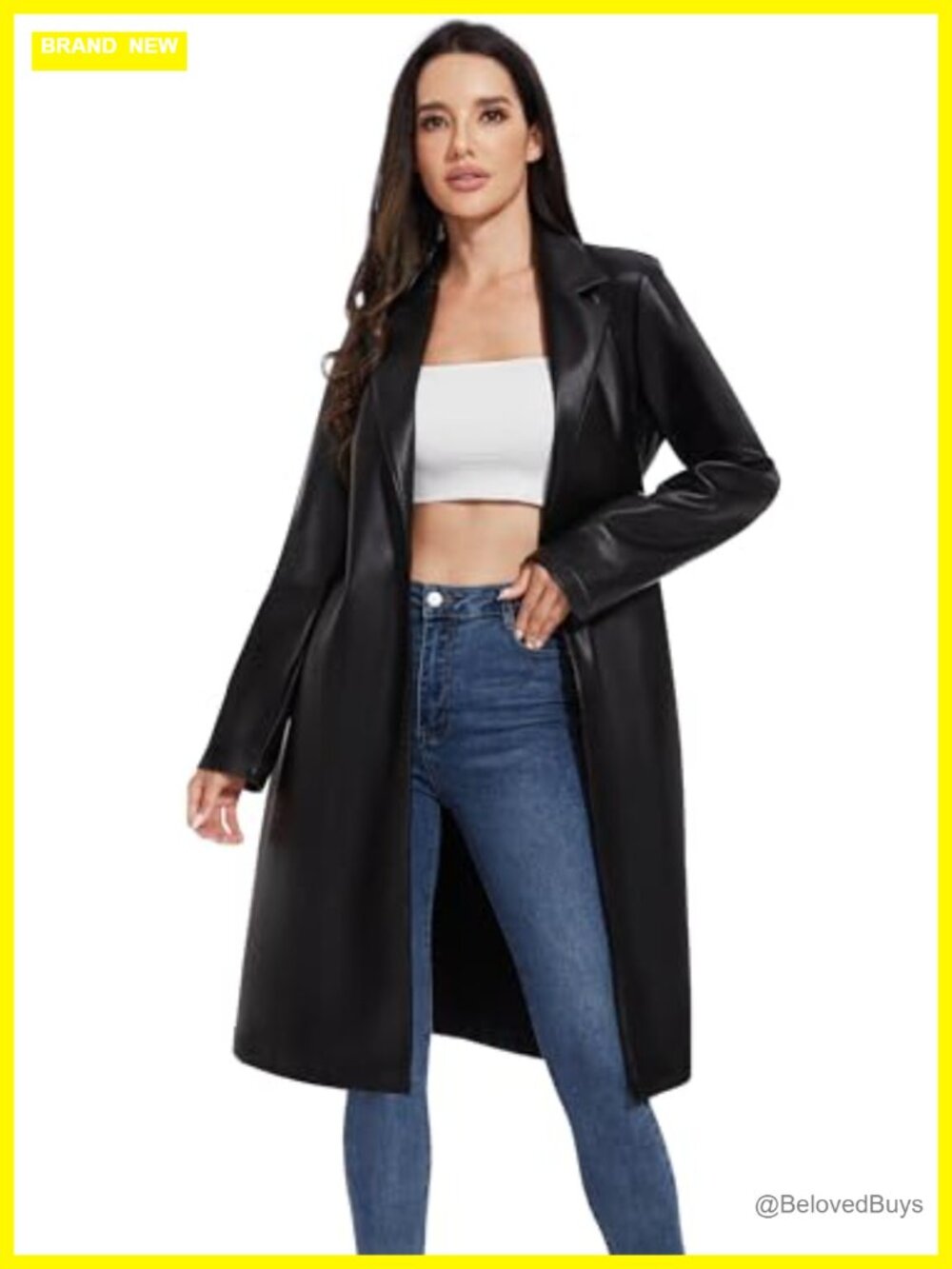 Faux Leather Moto Biker Jacket Lightweight Vegan Pleather Trench Coat Plus Size